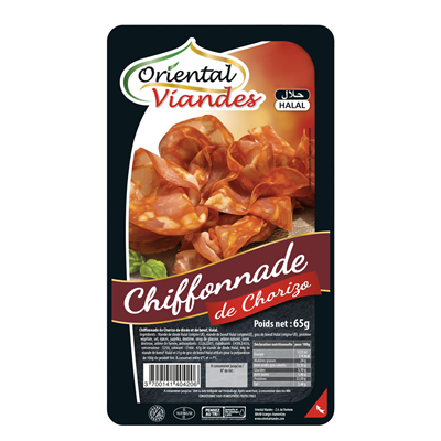 Halal-Truthahn und Rindfleisch-Chorizo-Chiffonade.65g