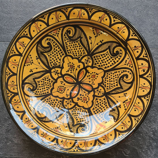 Orientalischer Keramik Teller Schale bunt Ø 34 cm und 8 cm hoch, handbemalte Keramikschale marokkanische Schüssel
