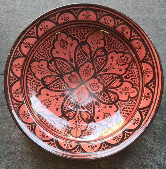 Orientalischer Keramik Teller Schale bunt Ø 34 cm und 8 cm hoch, handbemalte Keramikschale marokkanische Schüssel